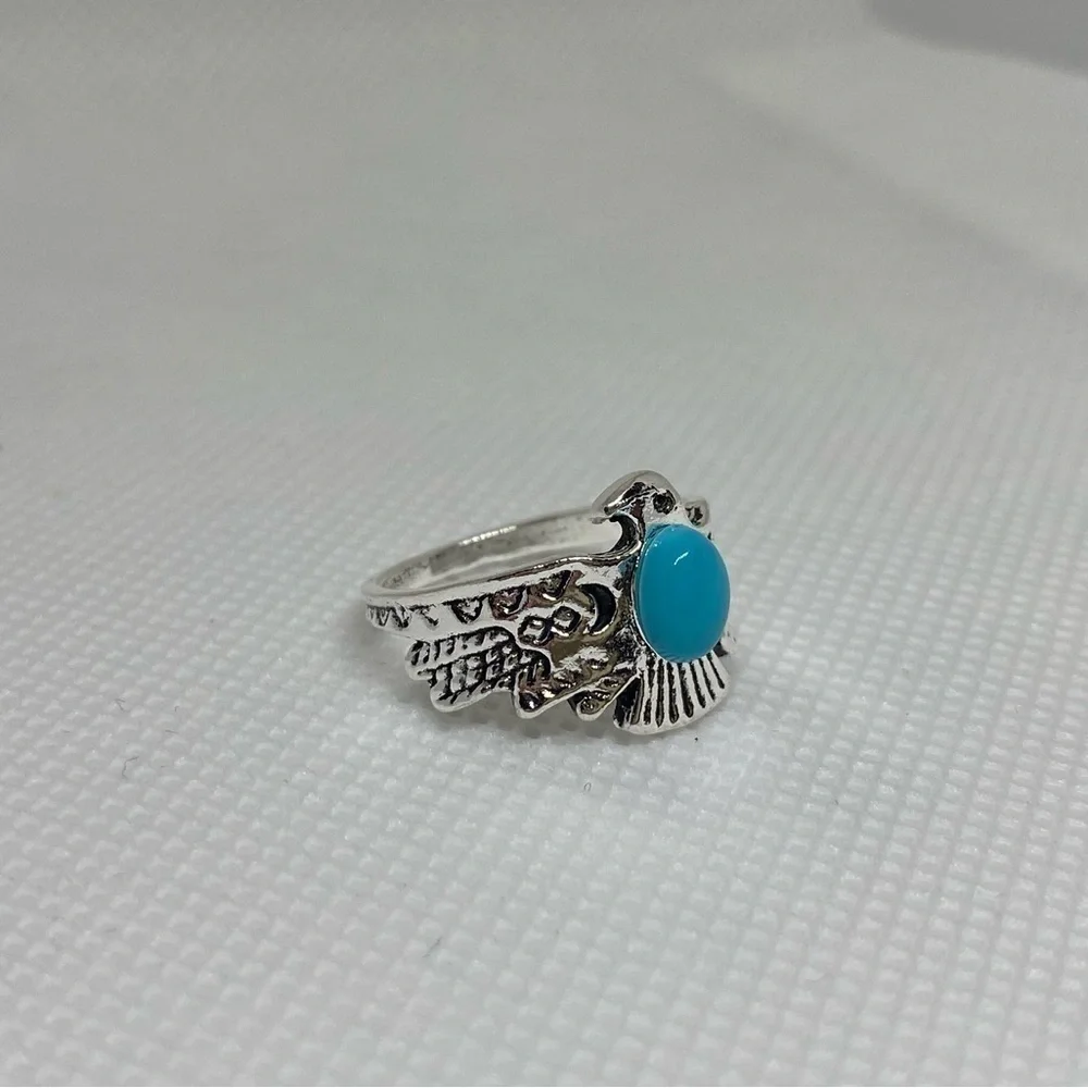 Southwest Style Turquoise American Eagle Ring